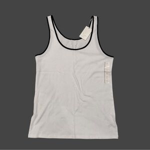 A New Day White Tank Top with Black Trim Women's XL NWT